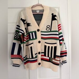 Anthropologie Golf Theme Maeve Cream Knit Cardigan